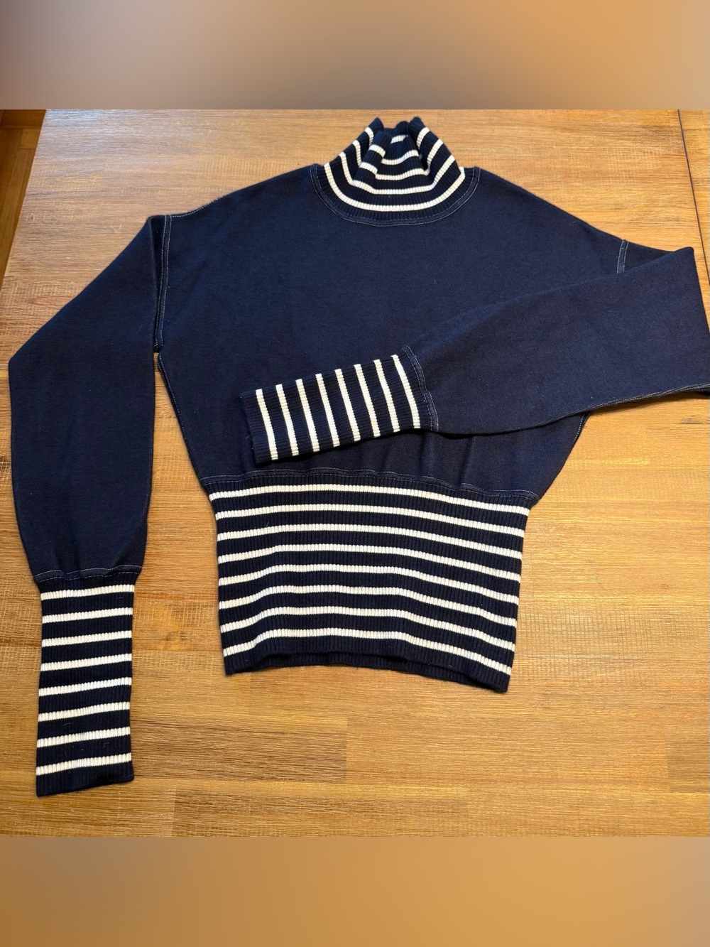 Vintage CHANEL Navy and White Striped 2008 Cruise Collection (08C) Sweater
